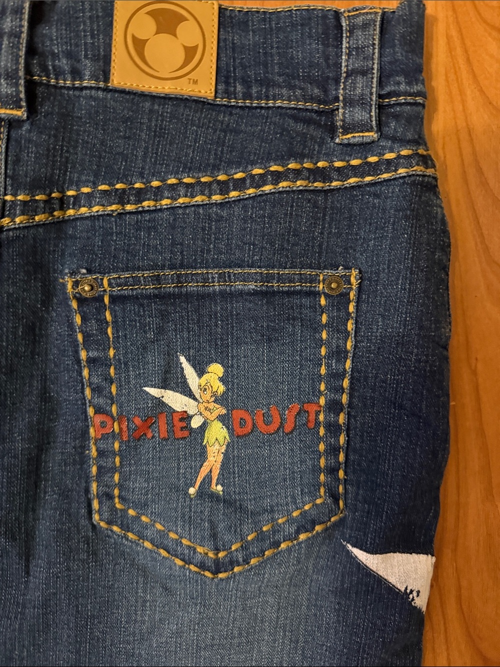 Vintage Y2K Disney Blue Denim A-Line Skirt with Tinker Bell Print - Picture 6 of 6